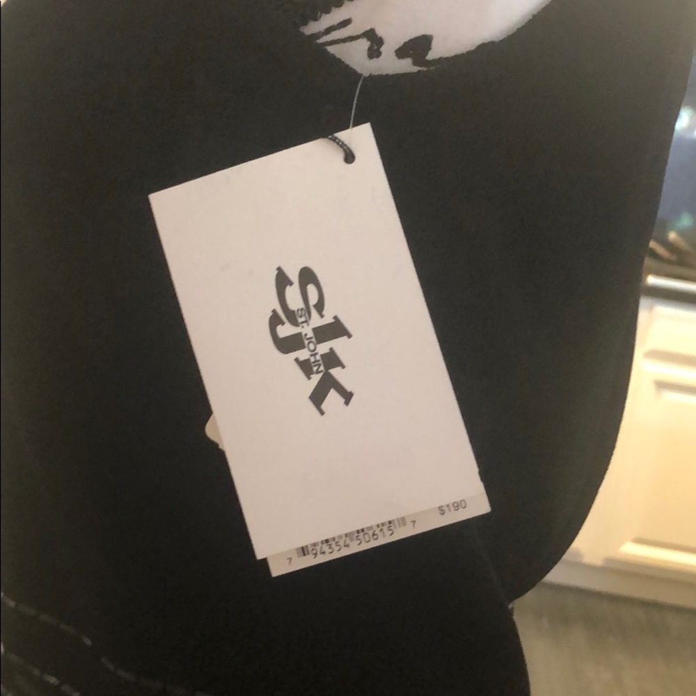 ST. JOHN Black Knit Tank With Crystals and Lace - Picture 5 of 7